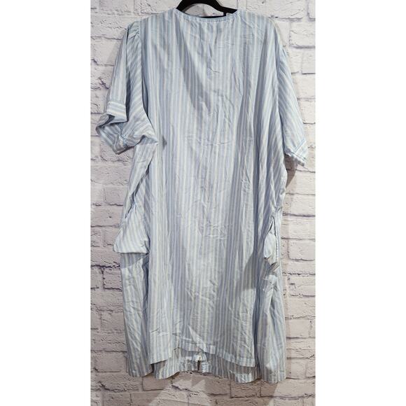 Vintage Ashley Taylor White Blue Stripe Embroidered Full Zip Robe 4X Plus Soft - Picture 5 of 6